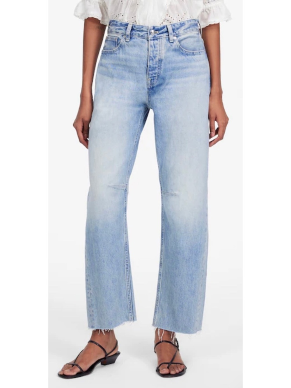 MADEWELL Darted Barrel Jeans Edmonton Wash Raw Frayed Hem Rigid 27 like new